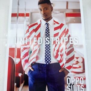 Opposuits United Stripes Men's Suit Size 46 America USA Blazer Jacket Pants Set